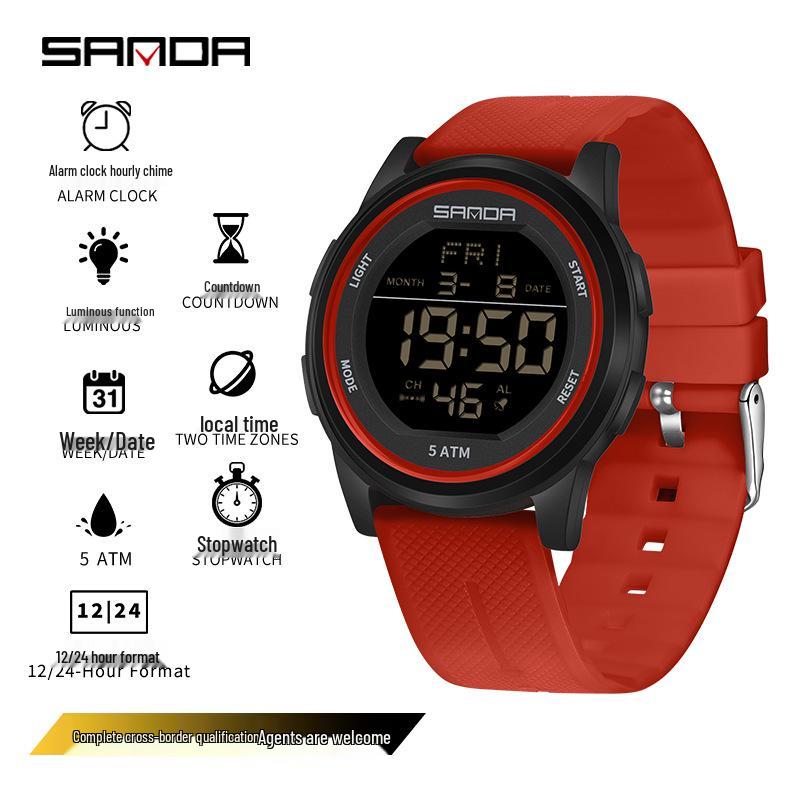 Sanda Leuchtende Wasserdichte Unisex Multifunktionale Armbanduhr: Trendig & Modisch für Jugendliche