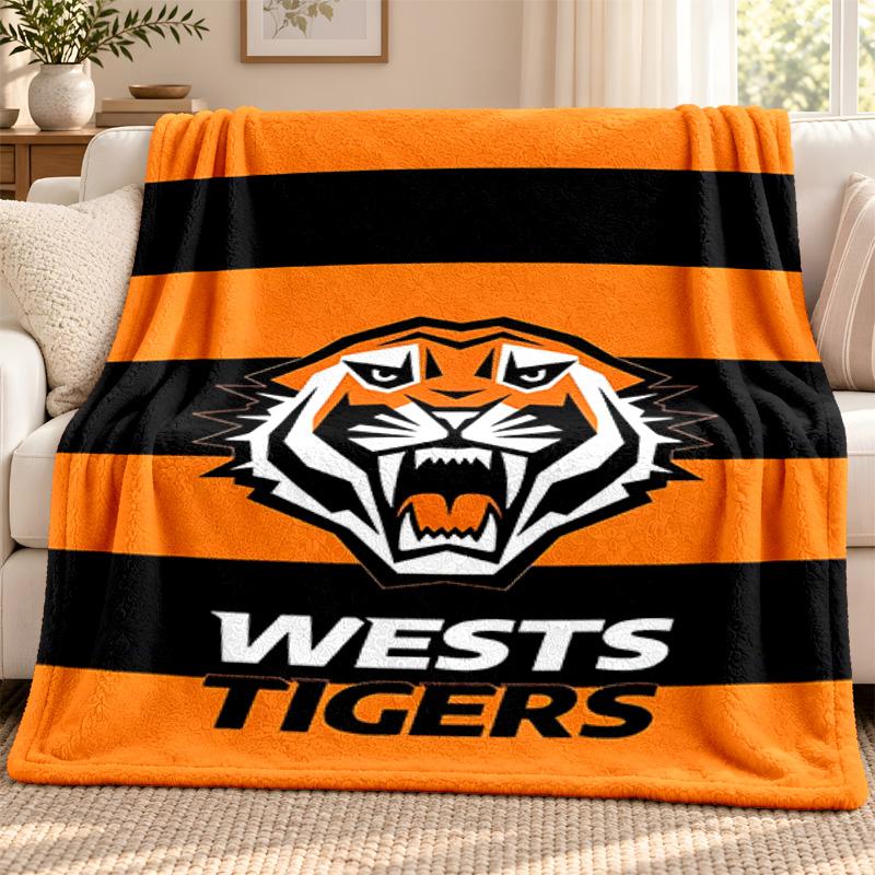Wests Tigers Blanket Flannel Blanket Soft Cozy Plush Throw for Sofa Bed Lightweight Home Decoration Outdoor Camping
