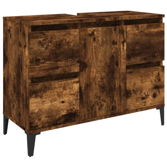 VidaXL Meuble d'évier chêne fumé 80x33x60 cm bois d'ingénierie 821281
