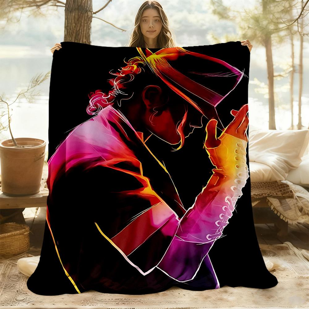 1pc Dance Legend Michael Jackson Outdoor Blanket Lightweight Flannel, Soft & Warm, All-Season Use for Sofa, Outdoor, Camping, Living Room021