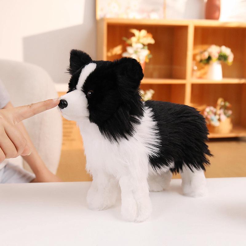 Border Collie Plush Toy - Standing & Lying Poses, Cute Dog Doll Gift