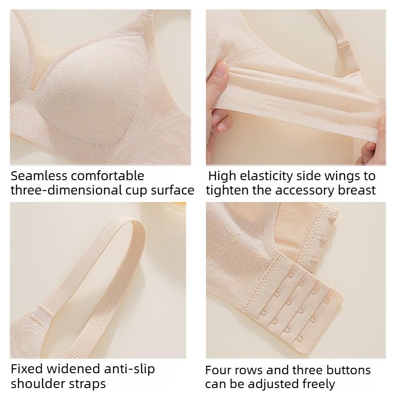 Kleine Brust Unterstützung Weich und Stützend Sexy Tiefer V Nahtlose Dessous Französische Spitze BH für Frauen