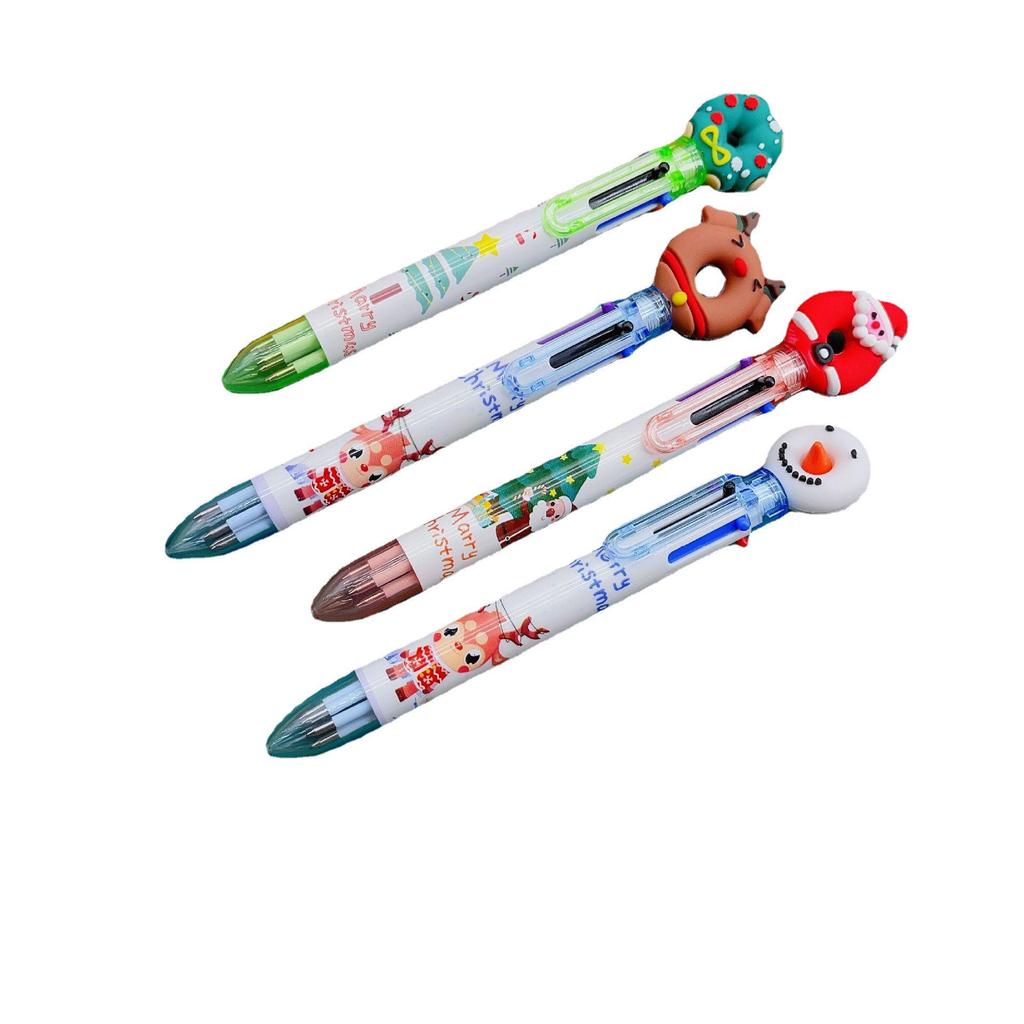Christmas 6-Color Santa Claus Ballpoint Pen: Multi-Color Push-Button Journaling Pen for Students