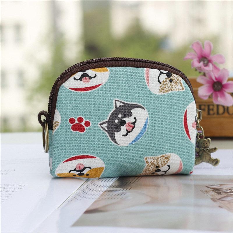 Cartoon Prints Keychain Wallet Small Card Organizer Key Pouch Ladies Money Bag Coin Purse for Girls Boys Clutch Bag