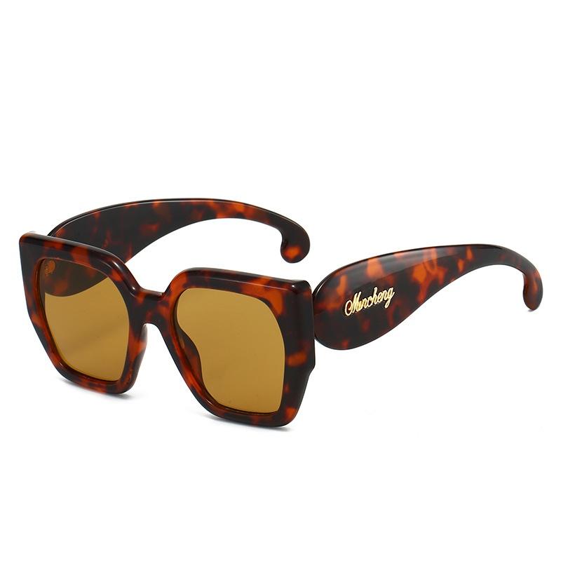 New Retro Leopard Gradient Square Women And Men Sunglasses  Personality Luxury Colorful Frame Casual Versatile Glasses Uv400