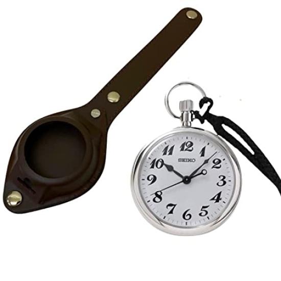 

SEIKO Railway Watch and Pocket Watch Hanging Belt Brown Set Pocket Watch