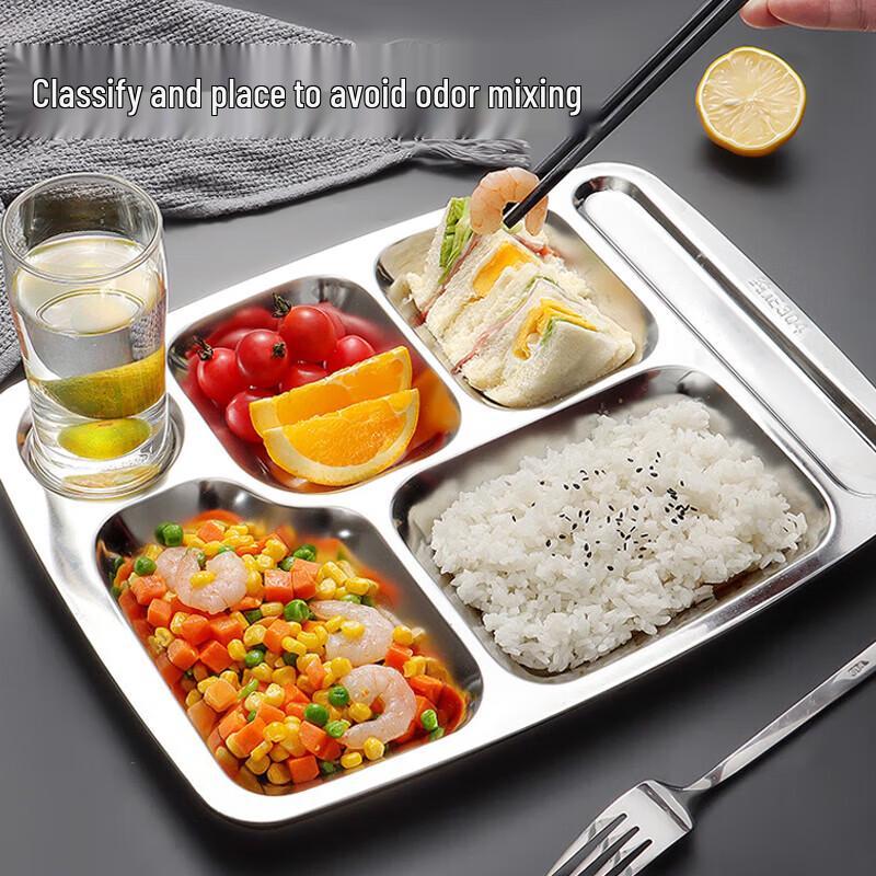 Tianze Round 304 Stainless Steel 3-Compartment Meal Tray
