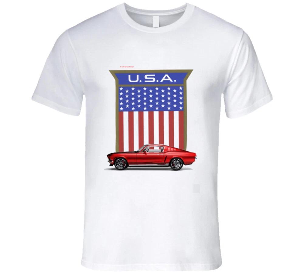Usa 67 Mustang Fastback Usa Flag American Premium Gift T Shirt 2XL