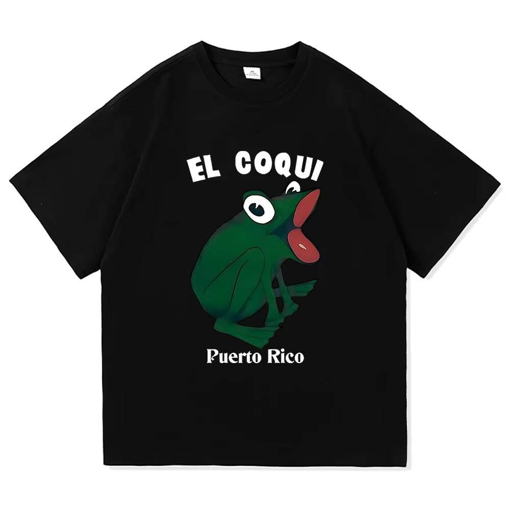 Bad Bunny El Coqui Frog T Shirt 2026 Debi Tirar Mas Fotos Men Clothing Harajuku Unisex High Quality Cotton Tops Graphic T Shirts