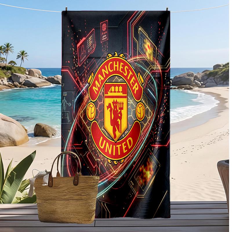 Manchester United Printed Beach Towel Quick Dry Soft TowelPortable Large Rectangular Beach Blanket for Travel Swimming Pool