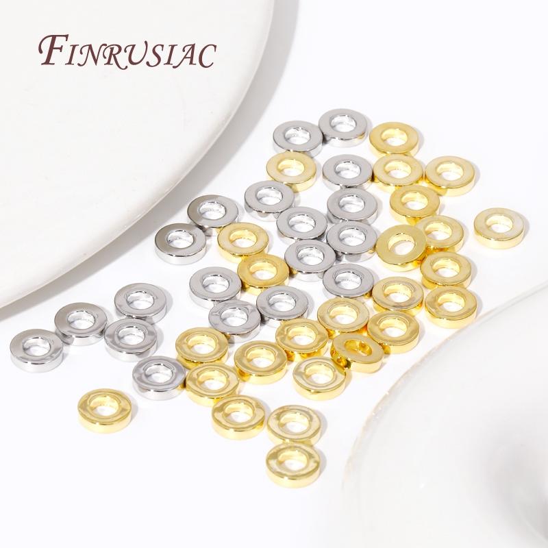 6MM Smooth Flat Round Beads 18K Gold Plated Bracelet Spacer For Bracelet Necklace,DIY Jewelry Making Findings