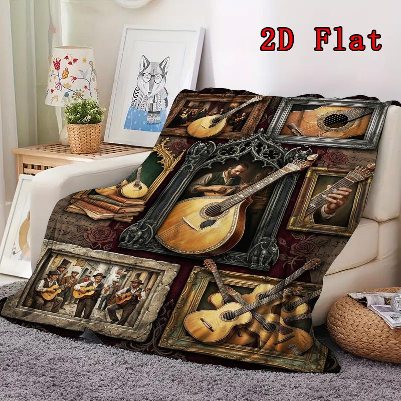 Guitar Legacy Art 2D Flat Pattern Flannel Blanket, High Quality All Seasons, Home Decor, Warmth and Comfort, Perfect for Christmas Gifts.