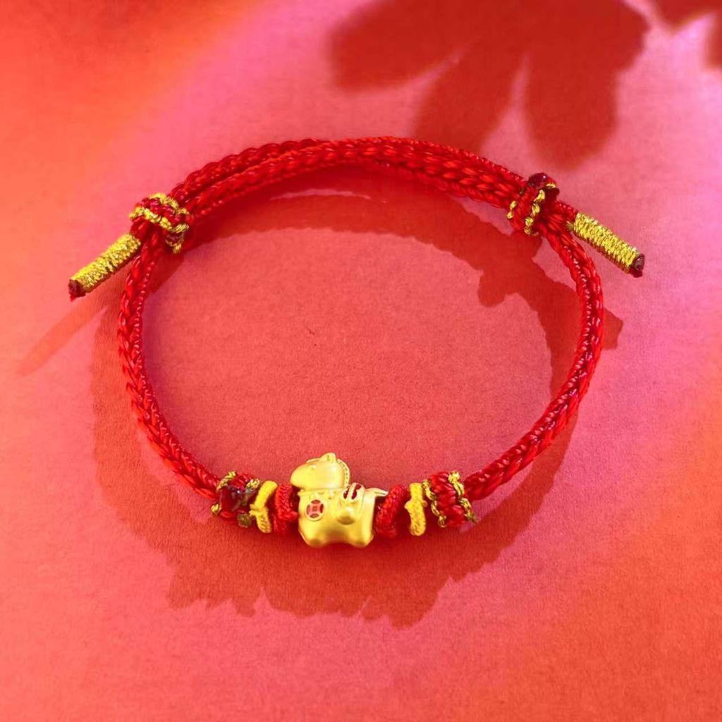 Instant Wealth Red String Bracelet - Year of the Horse, Light Luxury Zodiac Charm for Couples, Unisex Chinese Style Luck Bracelet