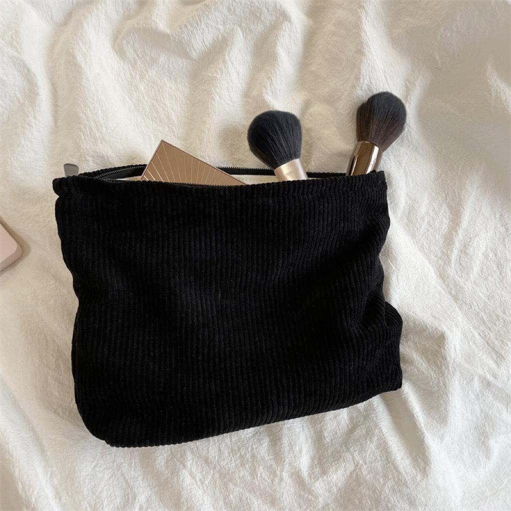 Corduroy Women s Cosmetic Bag, Large-capacity Lipstick Change, Mobile Phone Holding Solid Color Storage Bag