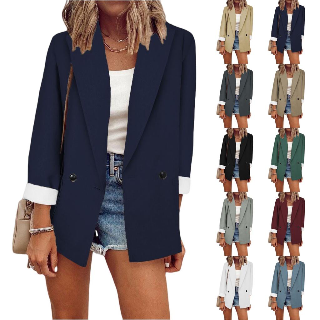 Damer Topp 3/4 Erme Casual Jakke Damer Klær Bluse Topp