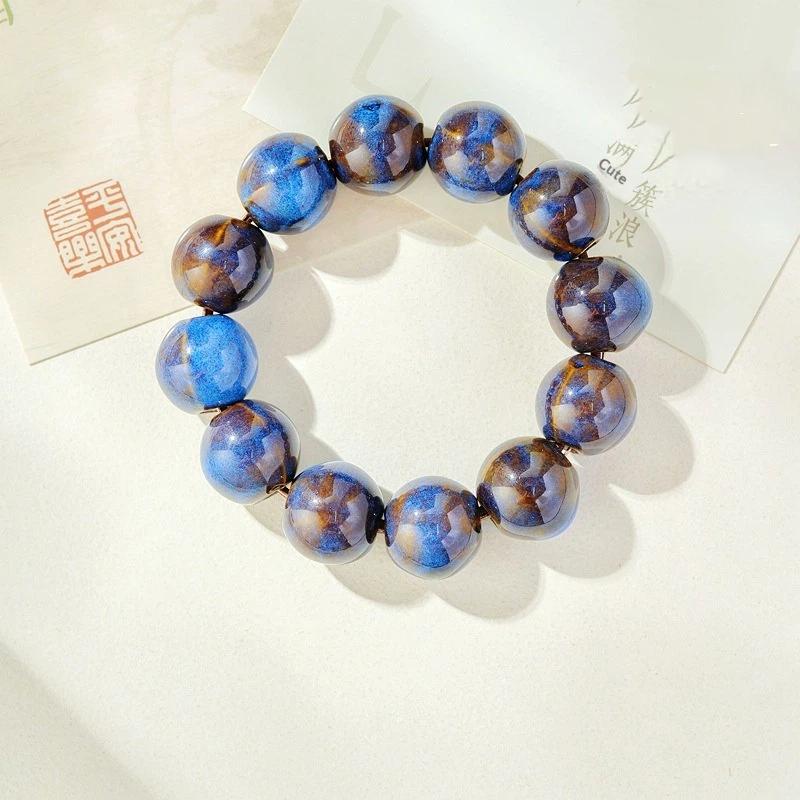 Vintage Porzellan Keramik Perlen Strang Armband für Frauen Klassischer Eleganter Schmuck für Hochzeiten Tägliche Accessoires