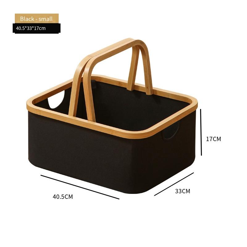Foldable Storage Basket With Bamboo Handle, Large Capacity Laundry Hamper & Multi-Purpose Organizer Made Of Oxford Cloth