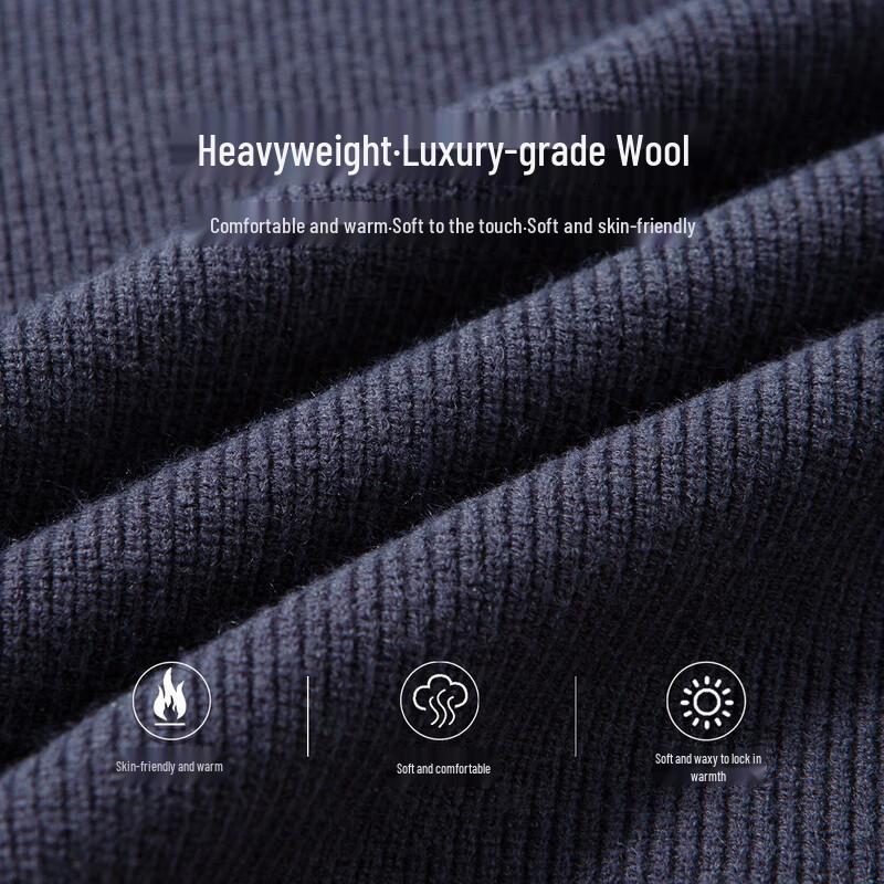 Hodo Men's Jacquard Merino Wool Blend Thick Warm Sweater