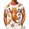 Fashionable Comfortable Summer Funny Men Cute Cat 3D Printed Short Sleeves T-Shirt Round Neck T-Shirts Breathable Casual Top Men's T-shirt