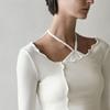 Debiweeo Women'S Yoga Wear Devi-T0112-Ivory Pilates Waven Frill Long Sleeve