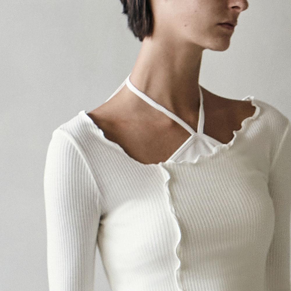 Debiweeo Women'S Yoga Wear Devi-T0112-Ivory Pilates Waven Frill Long Sleeve