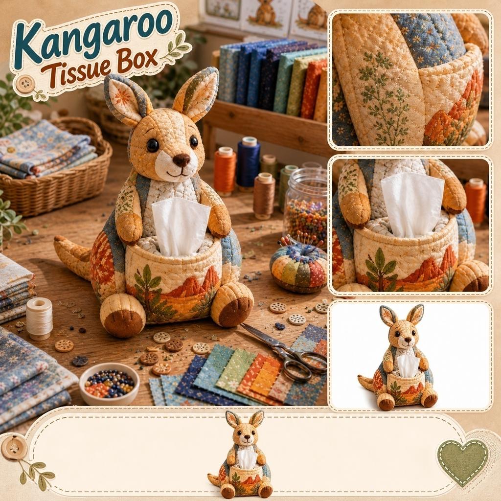 Animal Shaped Handmade Tissue Box Cover Soft Fabric Decorative Tissue Holder for Home Office Living Room Nursery Desk
