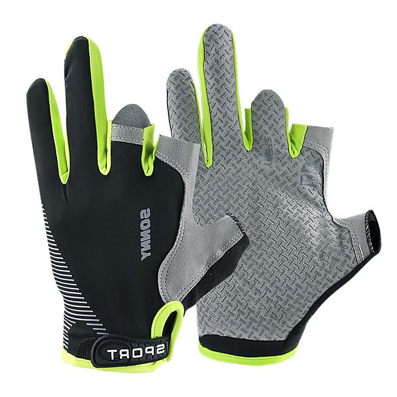 

Летние тонкие перчатки для езды на открытом воздухе, из ледяного шелка, для езды, с защитой от ультрафиолета, для рыбалки, с открытыми тремя пальцами, для курьеров, для сенсорных экранов One Size зелёный