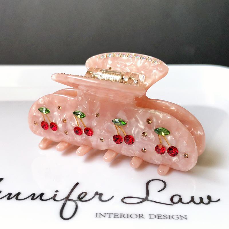 

Корейские аксессуары для волос из ацетатного акрила: Заколки-хвостики с бриллиантами и вишней, стразы и акулами