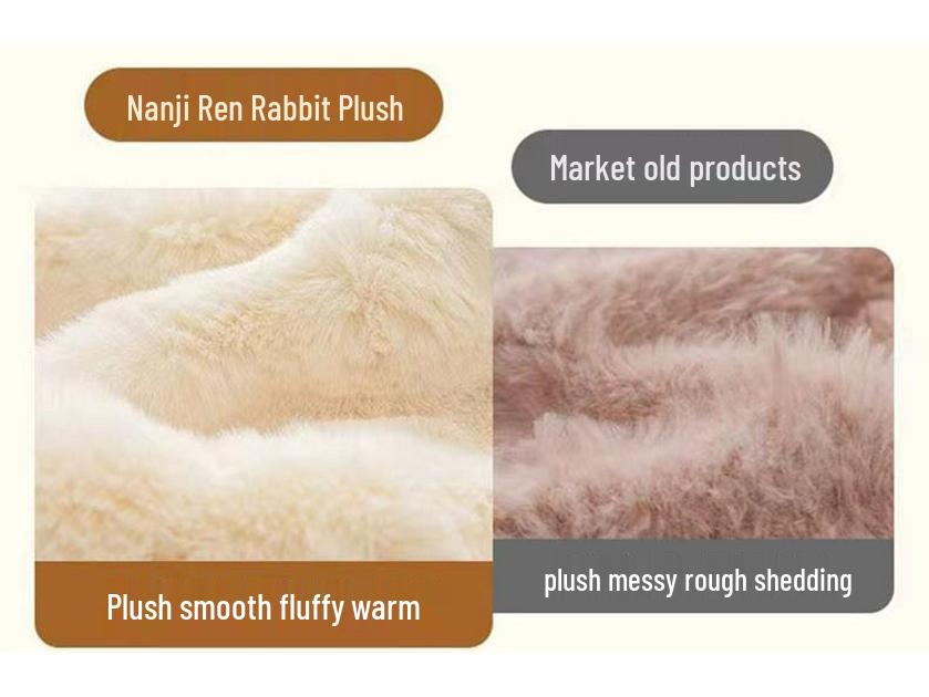Plush Faux Rabbit Fur Throw Pillow for Sofa or Bed - Cozy Lumbar Support Cushion