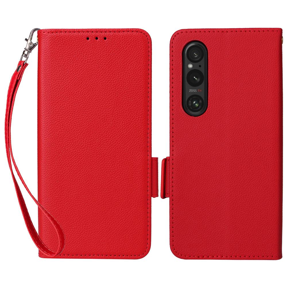 For Sony Xperia 1 VI Case with Wrist Strap Litchi Texture PU Leather Wallet Phone Cover