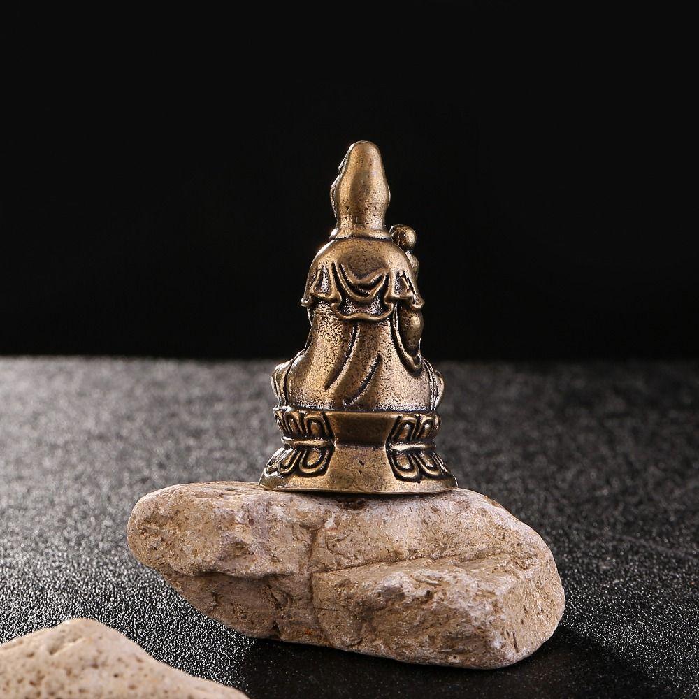 Mini Guanyin Buddha Statue Meditate Brass Buddha Ornament GuanYin Bodhisattva Ornament  Toy Gift