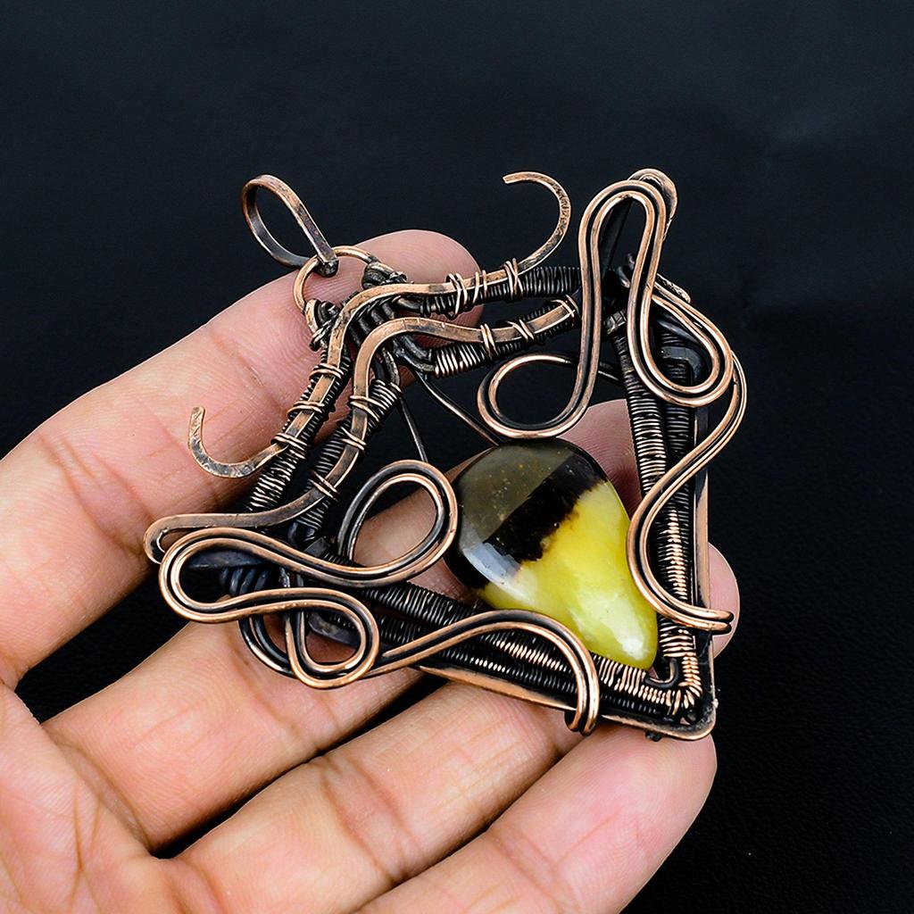 Pandantiv Septarian înfășurat cu sârmă de cupru 999, Bijuterii pandantiv cu piatră prețioasă lucrate manual, Cadouri pentru soție Pandantiv nou-nouț