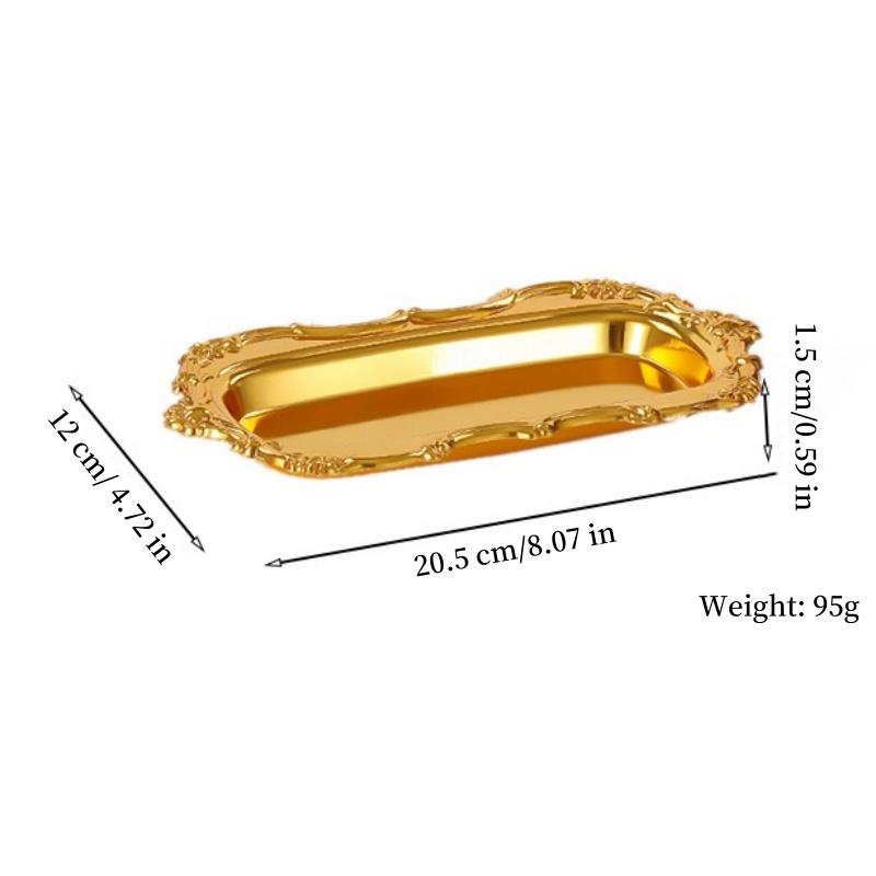 Europäischer Stil Obstschale, Rechteckige Form aus Legierung Süßigkeiten Kuchen Tablett, 20 cm Lebensmittel Snack Teller, Hochzeitsfeier Hausdekoration