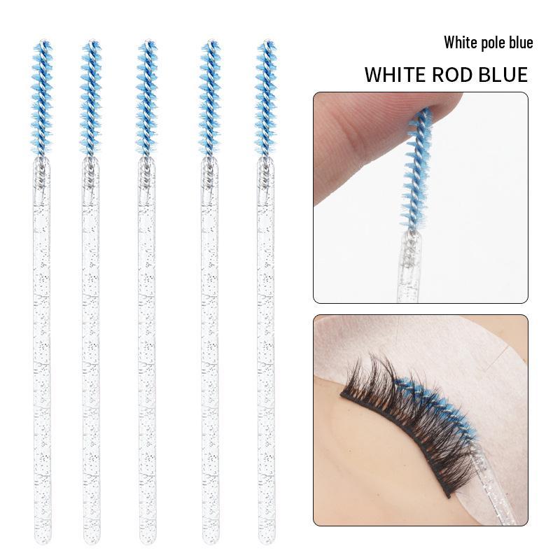 Crystal Handle Disposable Eyelash Brushes, Spiral Straight Comb - 50 Pack