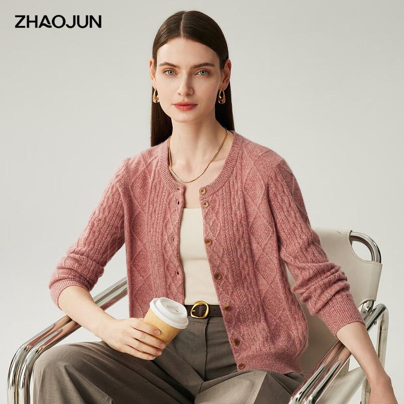 

Zhaojun Women s Thickened Round Neck Cable Knit Cashmere Cardigan XL