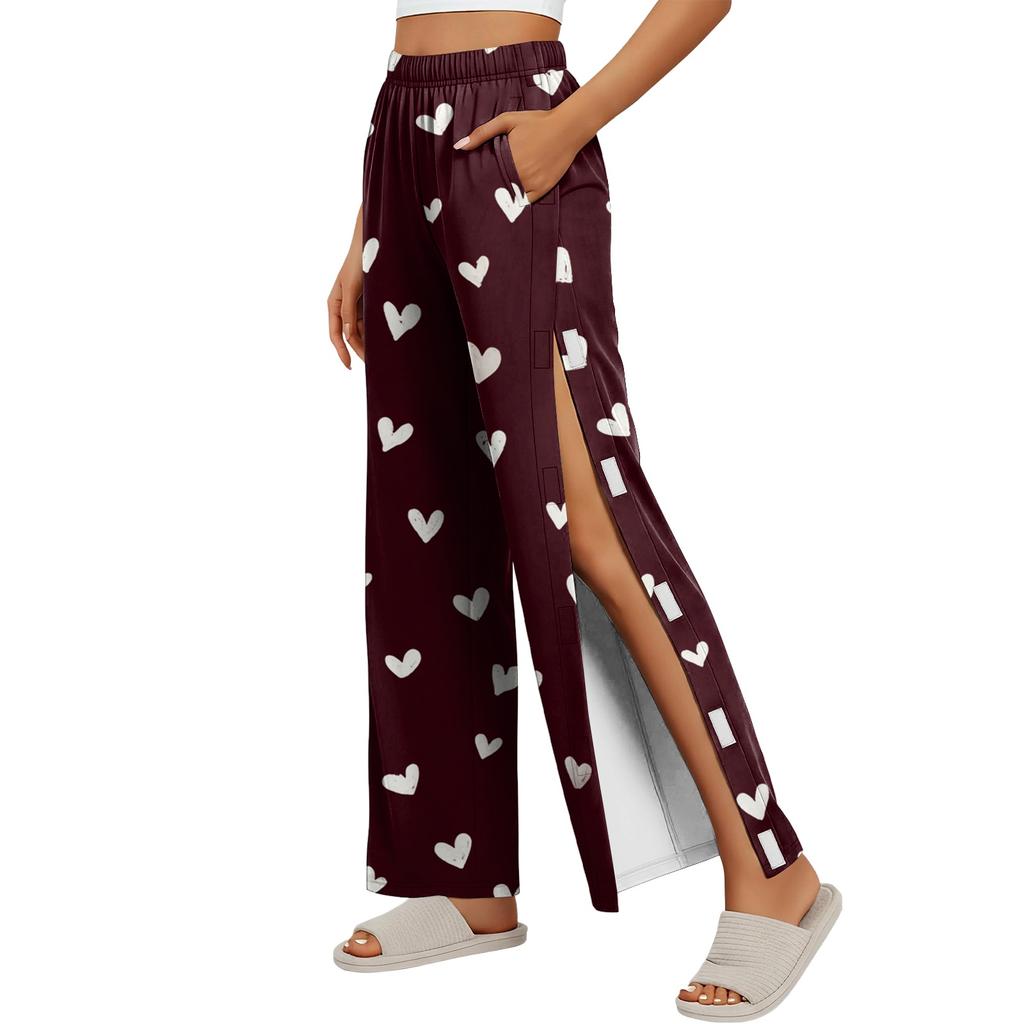 Women's Fashion Side Velcro Closure Easy Open Post Surgery Recovery Care Long Pants with No Pockets Comfortable Fit Soft Fabric