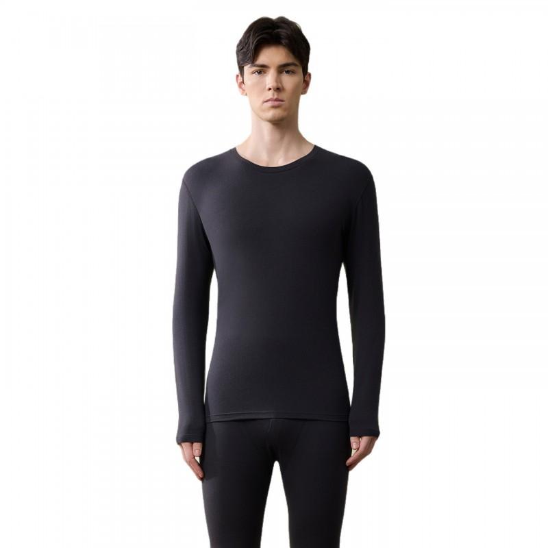 Womens Mens Thermal Underwear Set Natural Cotton Camellia Oil Fleece Lined Long Johns Round Neck High Stretch Winter Base