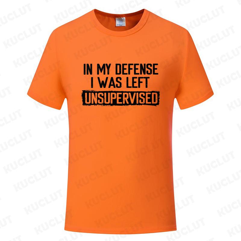 

Mens Funny TShirt in My Defense I Was Left Unsupervised Humor Birthday Man Tee Short Sleeve Male Tshirt Oversized Clothing 4XL