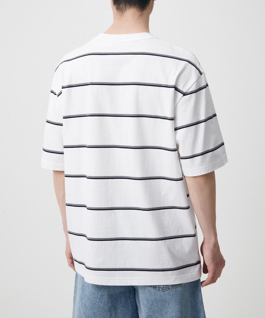 MUSINSA STANDARD Multi-Stripe Relaxed T-Shirt 2 [White]