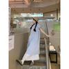 Sweet College Stacked Two-piece Suit Blue Striped Shirt Dress Lace Skirt Women