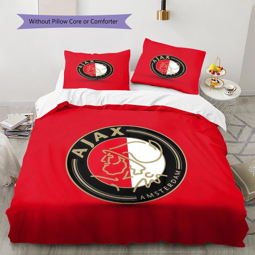 Amsterdamsche Football Club Ajax2 Pattern Bedding Quilt Set Home Decoration Gift (1 * Duvet Cover + 2 * Pillowcase Without Core)