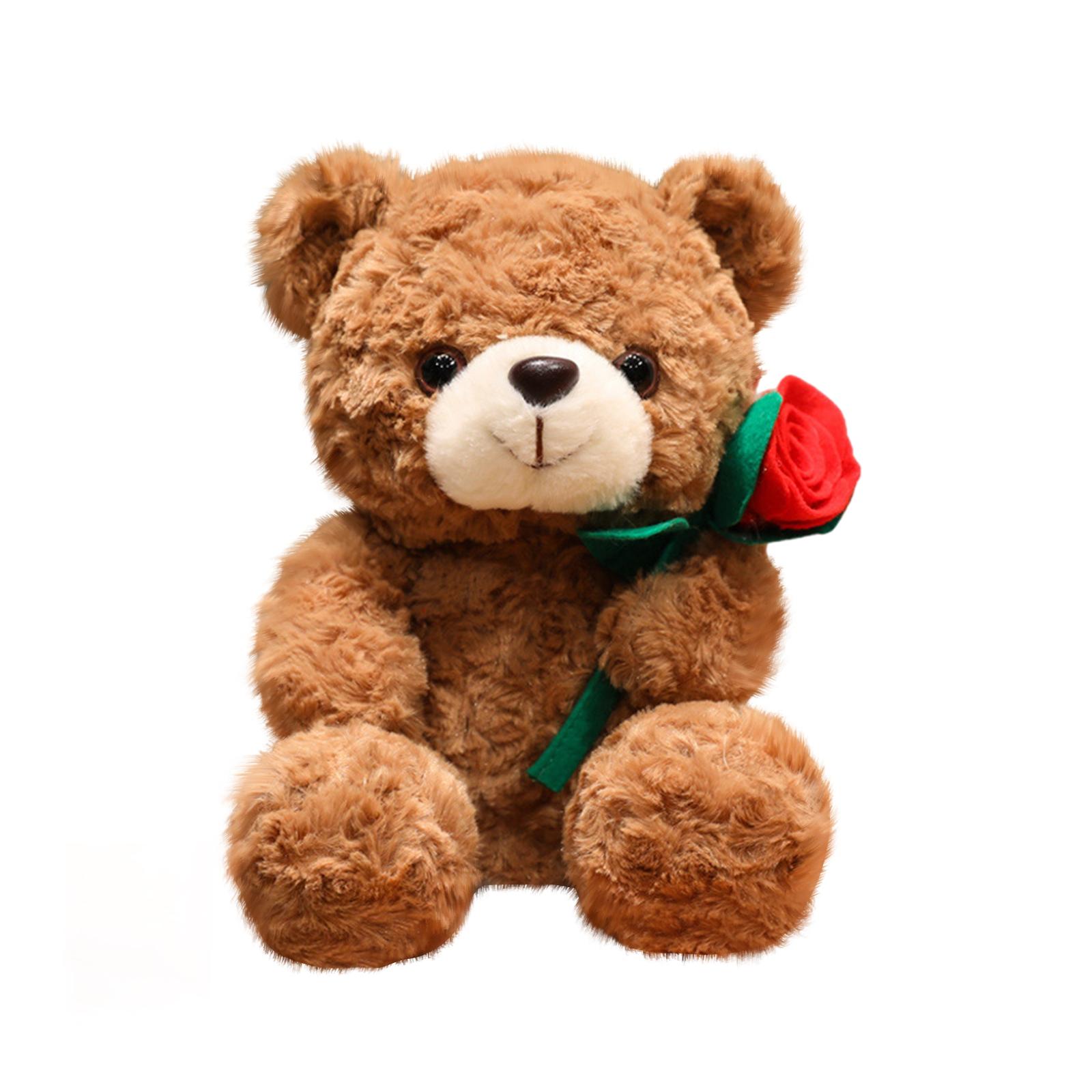 

Valentine s Day Gift Bear With Buoquet Plush, Cute And Cozy Stuffed Animal Holding Flower For Girlfriend, Wife, Or Love Ones S коричневый