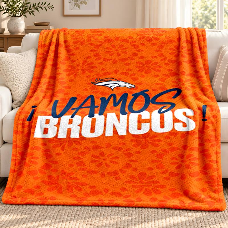 Denver Broncos Decke Flanelldecke Weich Gemütlich Plüsch Überwurf für Sofa Bett Leichtgewichtige Heimdekoration Outdoor Camping