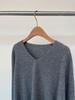 Seamless V-neck Wool Knit Pullover: Women's Autumn/Winter Solid Color Base Layer Top