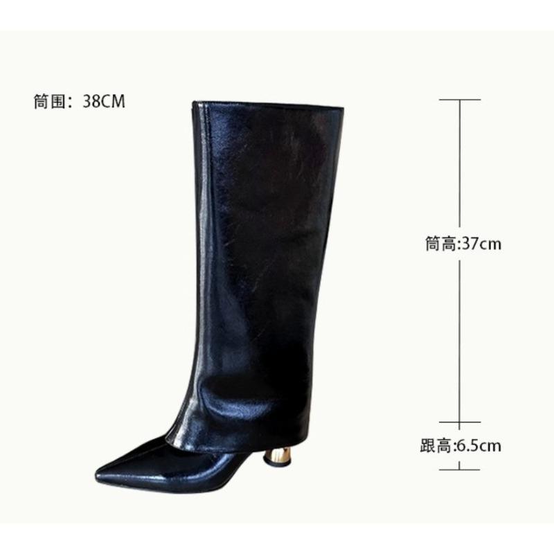 Fashion New Style Retro Fashion Pointed-toe Trouser Leg Boots Spring and Autumn Temperament Special-shaped Heels High-end Long-leg Boots