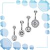4Pcs/Set Women Rhinestone Round Ball Barbell Belly Button Ring Navel Piercing