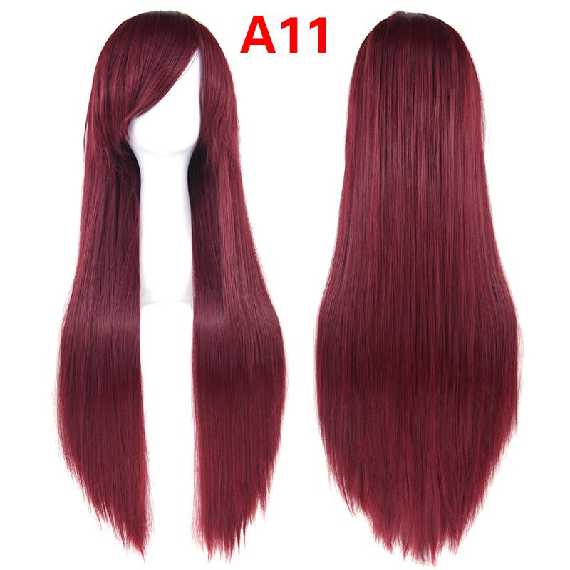 Universal Synthetic Colorful Long Straight Cosplay Wigs Natural 80Cm Hair Extensions Lolita Masquerade Party Hairstyle