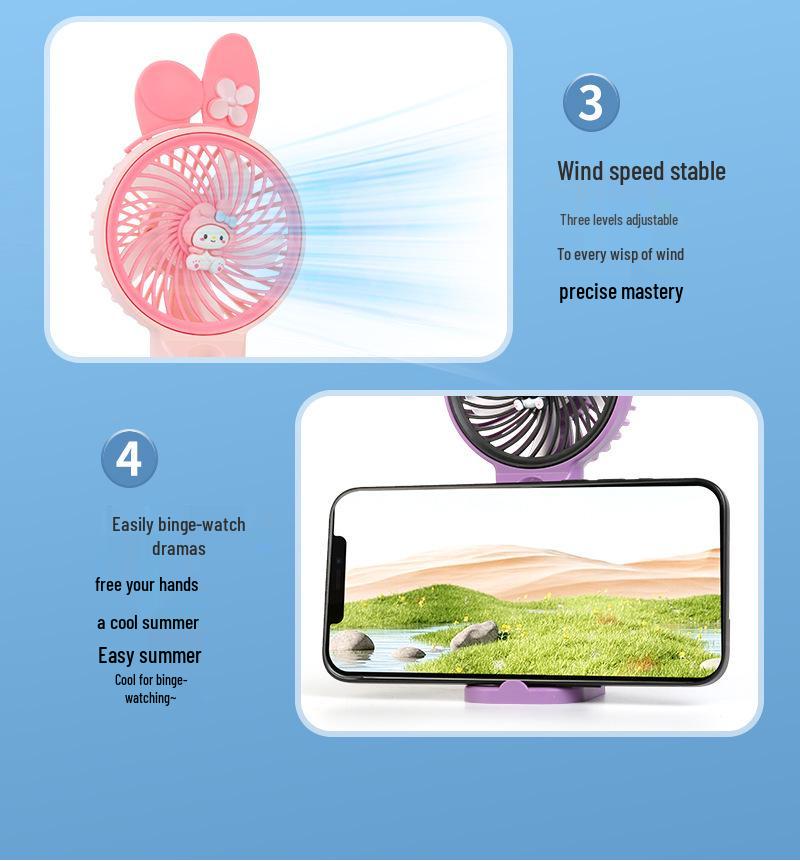 Adorable USB Rechargeable Handheld & Desktop Mini Fan