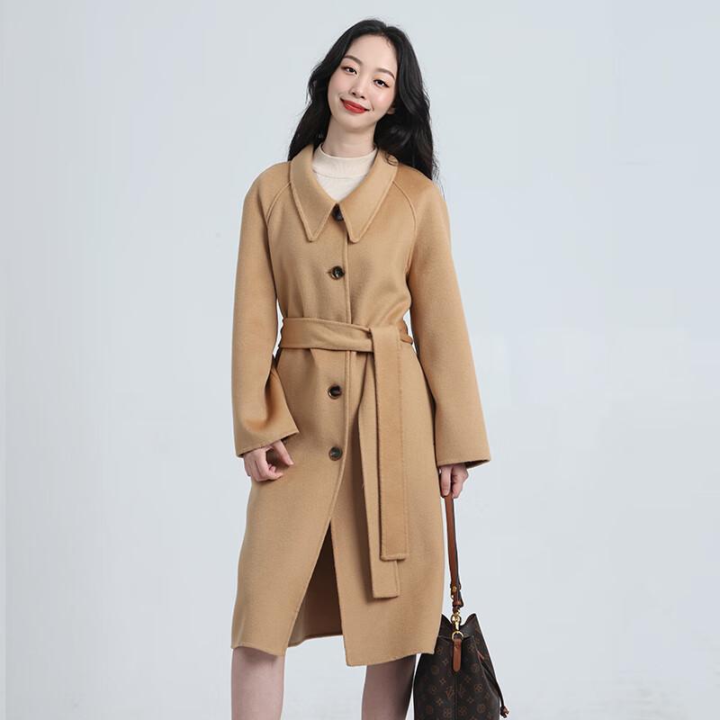 Feng Xun 100% Wool Belted Double-Faced Long Coat