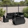 VidaXL Garden Lounge Set 9 Pcs with Cushions Black Wicker 3268665